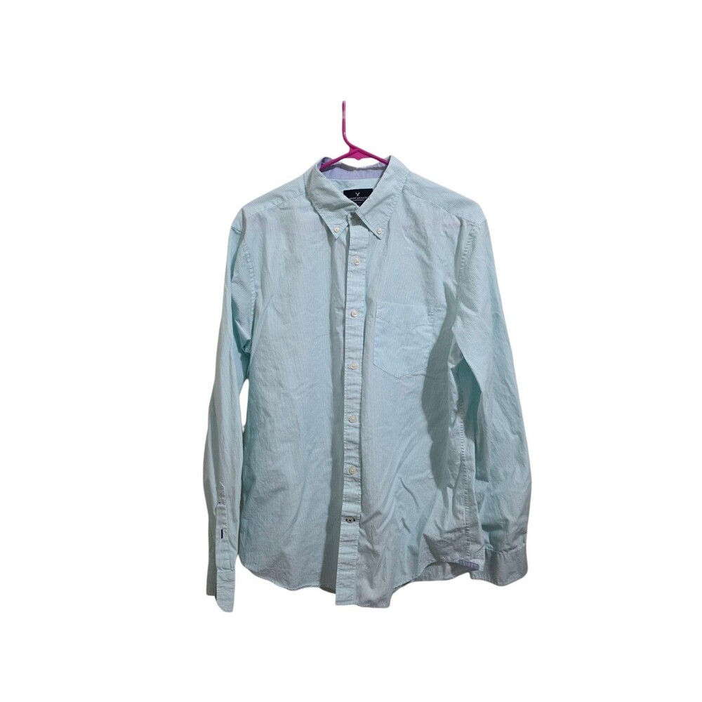 American Eagle Outfitters Blue Pinstripe Men's Long Sleeve Shirt Size L